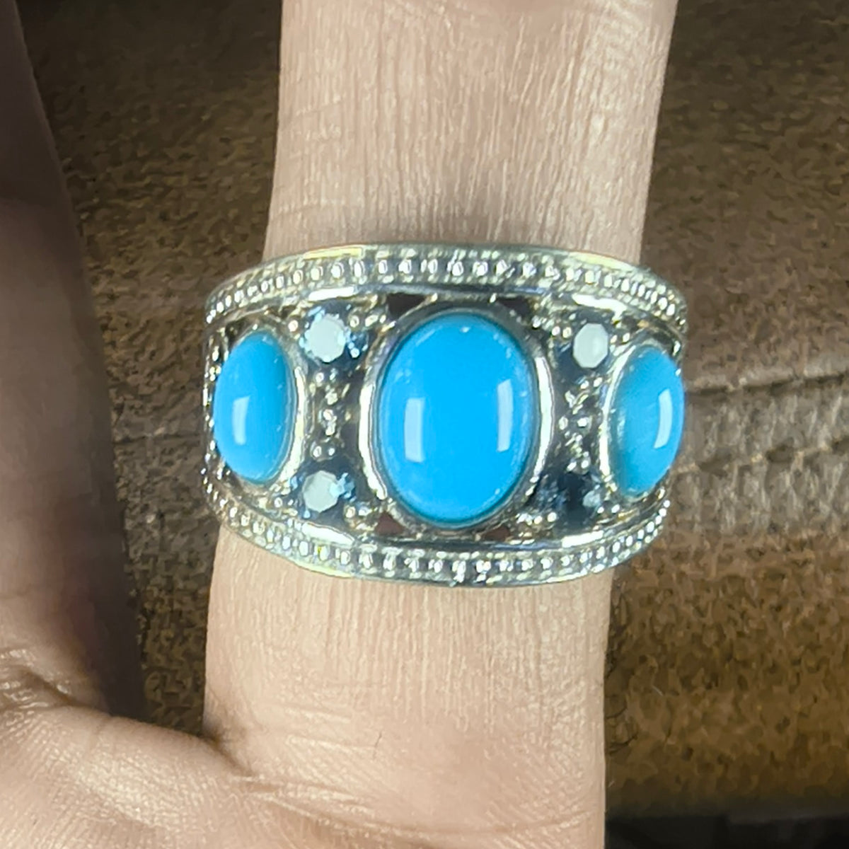 Sterling Silver Turquoise and Blue Topaz Ring