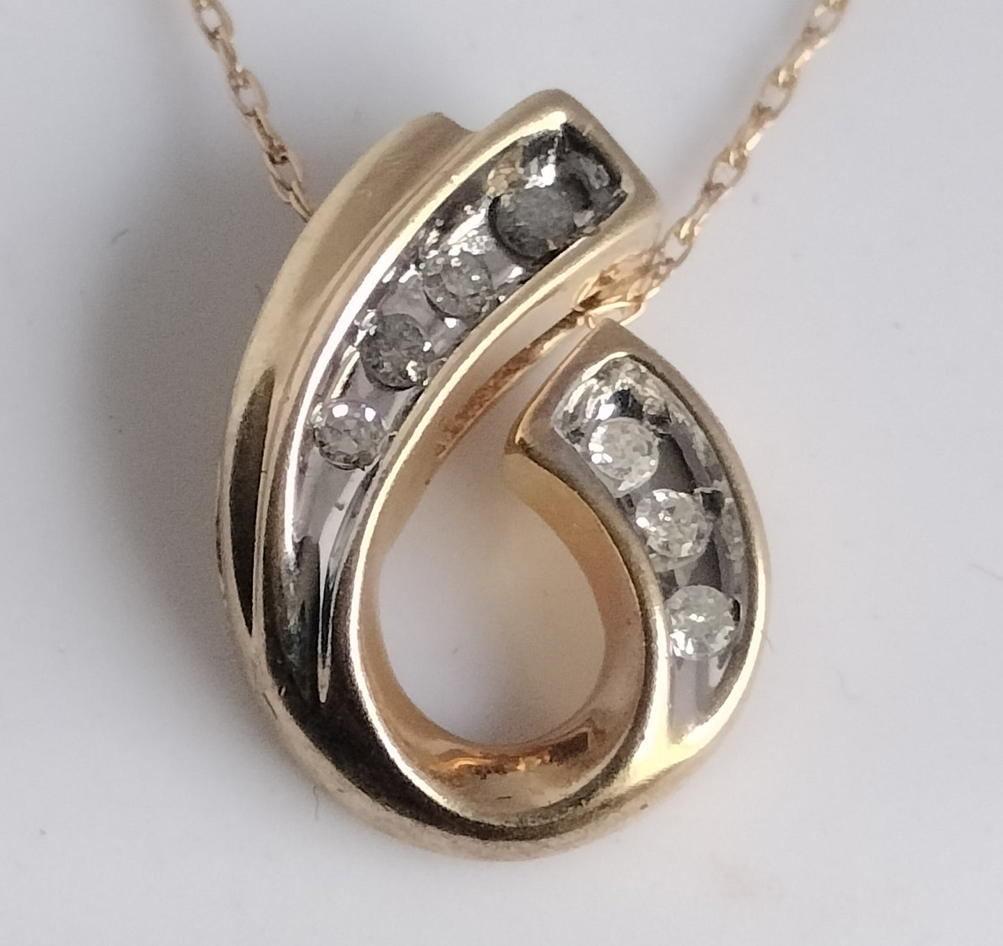 10k Gold Diamond Pendant and Chain