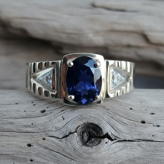 10k Gold Iolite Diamond Ring