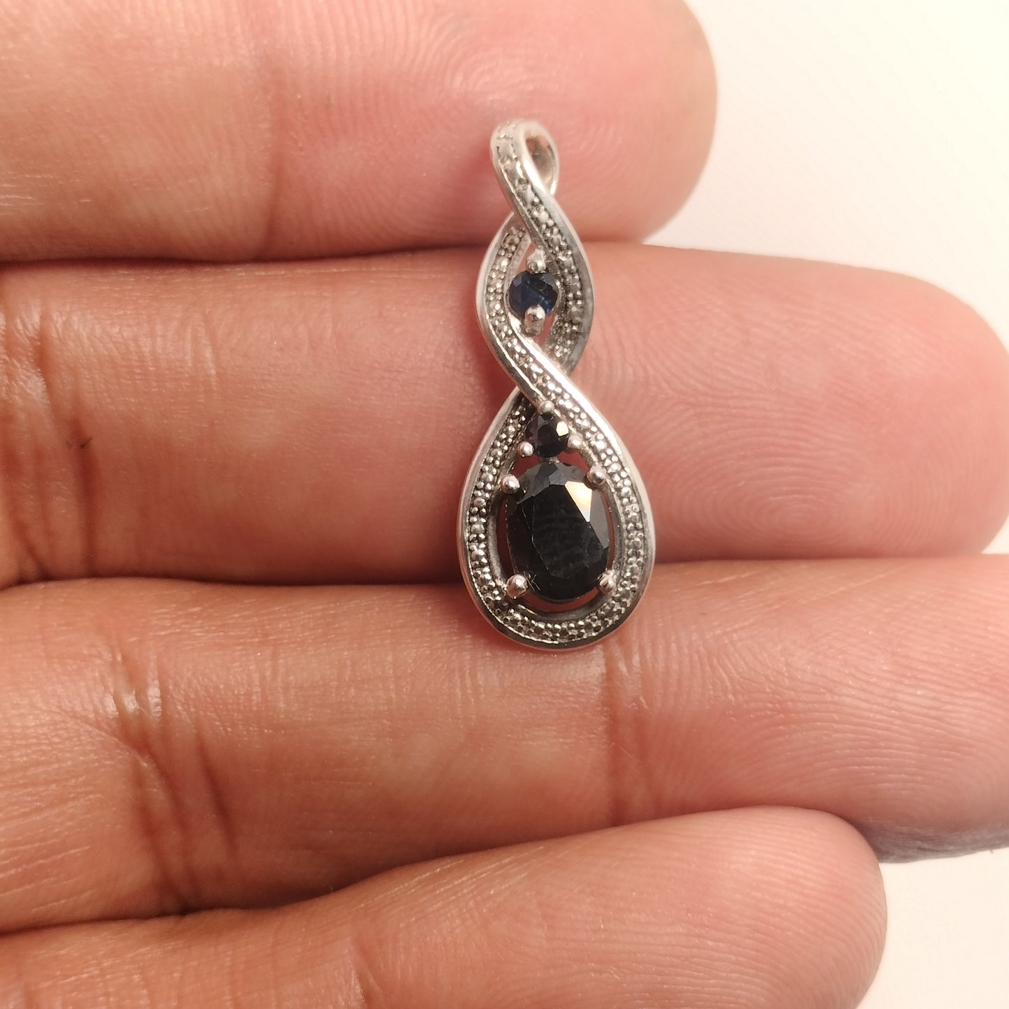 Sterling Silver Blue Sapphire Pendant