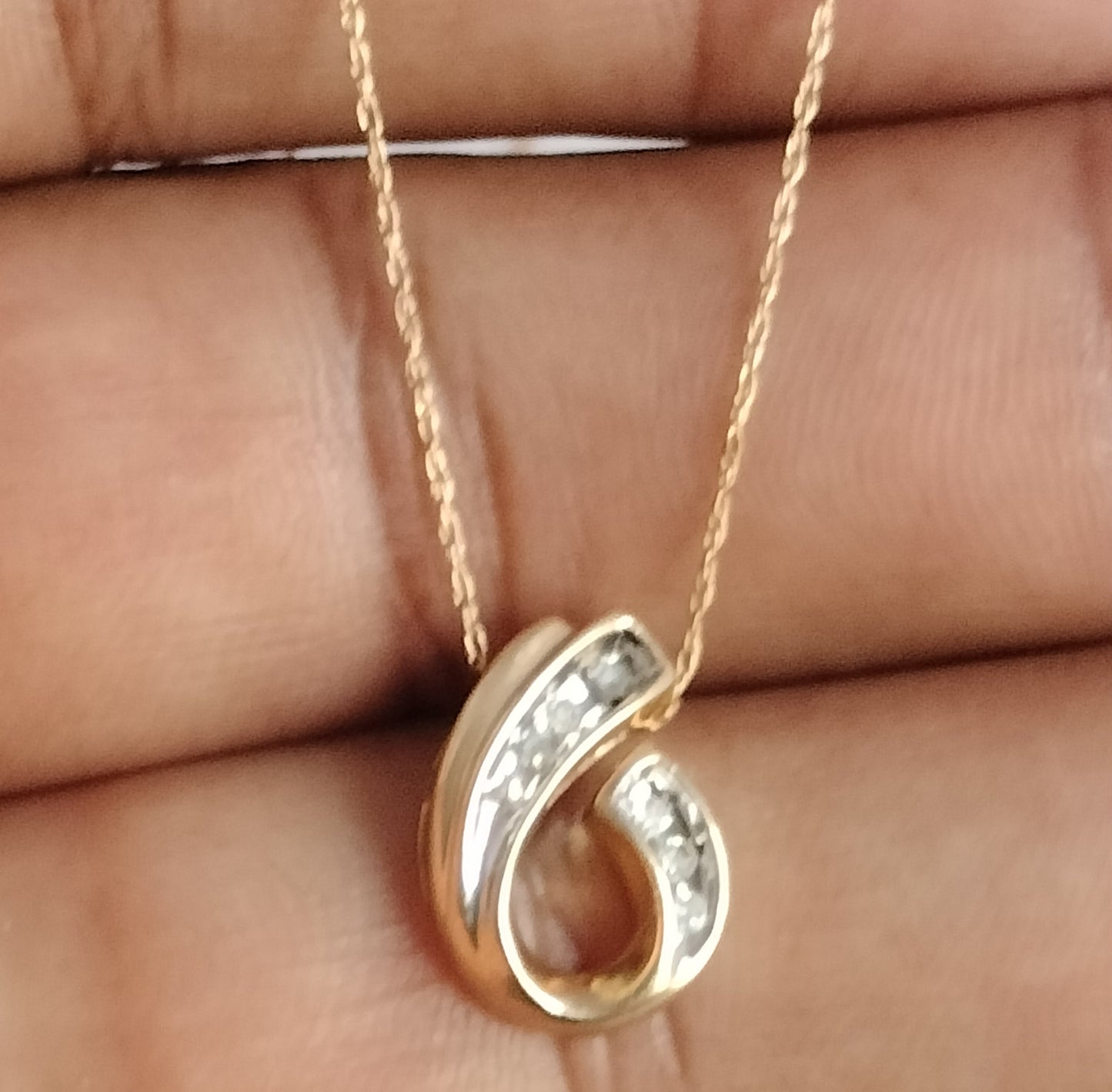 10k Gold Diamond Pendant and Chain