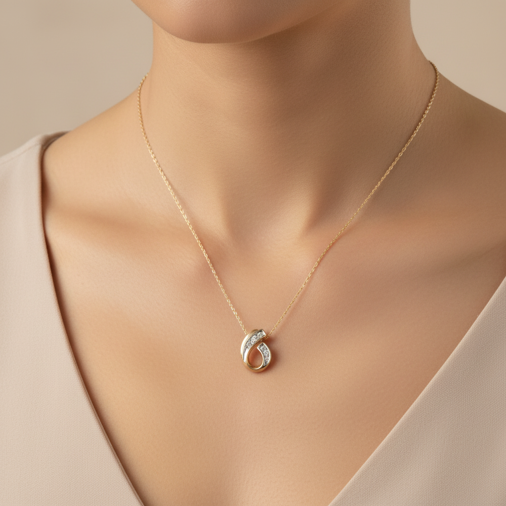 10k Gold Diamond Pendant and Chain