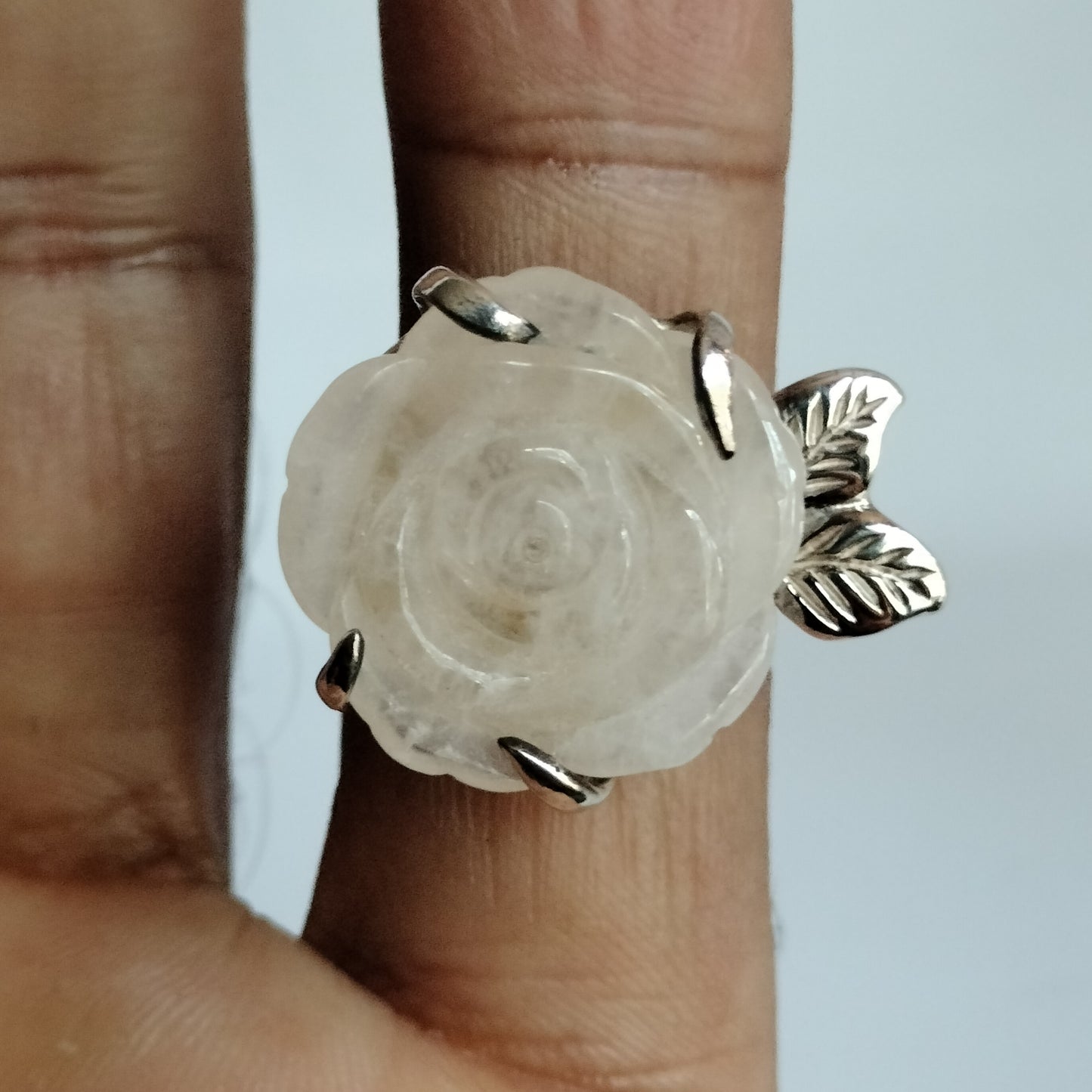 Sterling Silver Rose Quartz Rose Ring