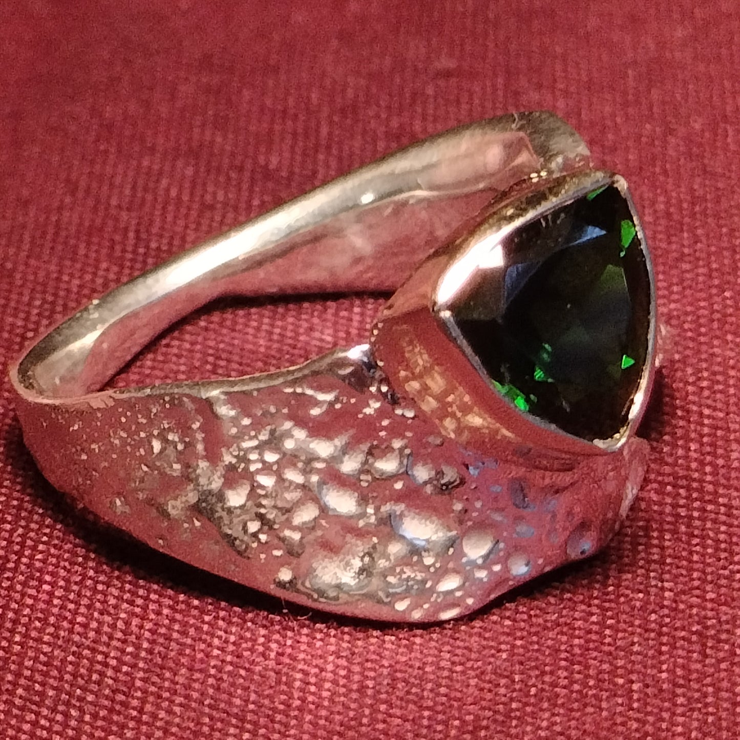 Sterling Silver and 14k Gold chrome Diopside Ring