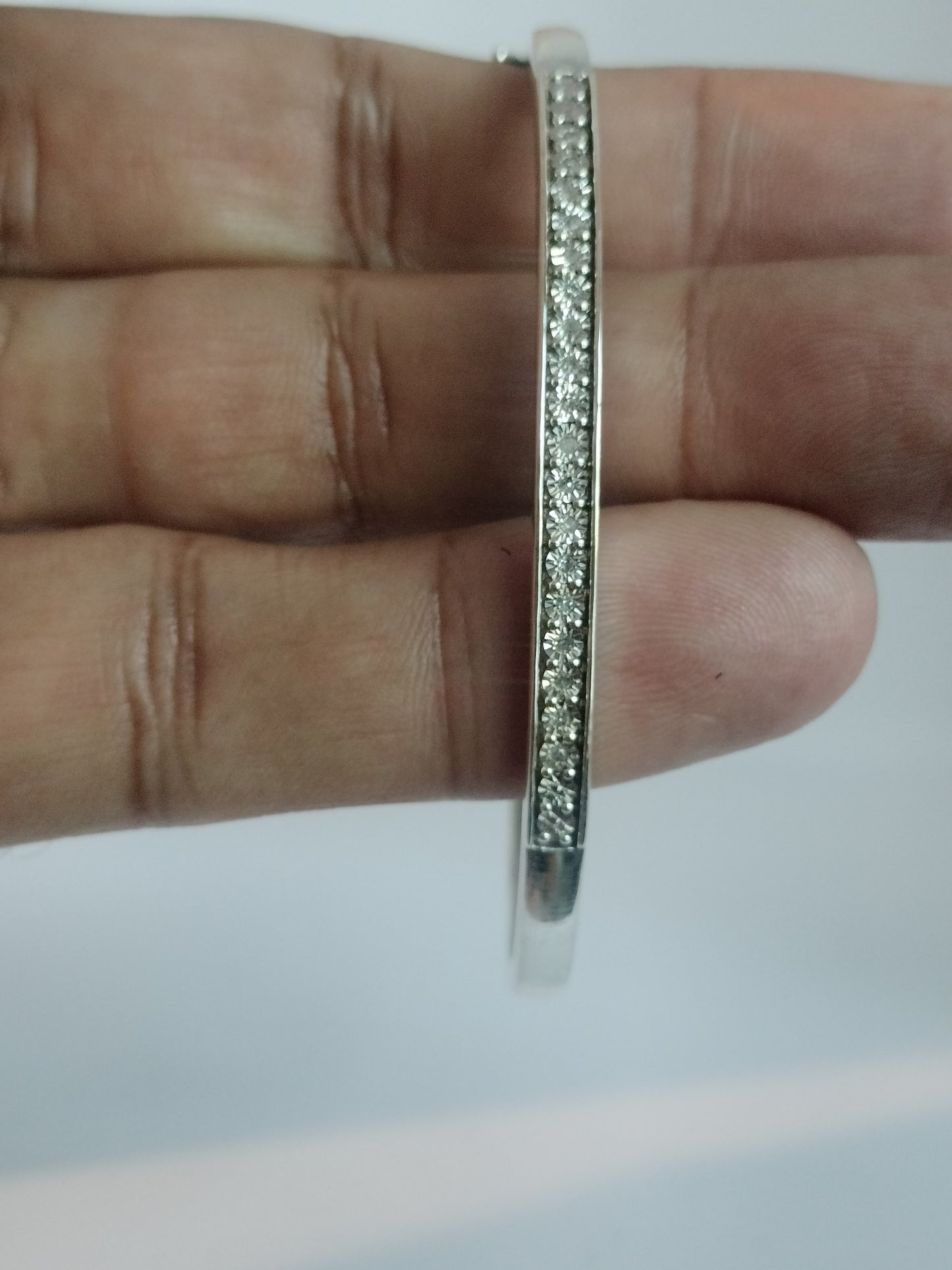 Sterling Silver Diamond Bangle Bracelet