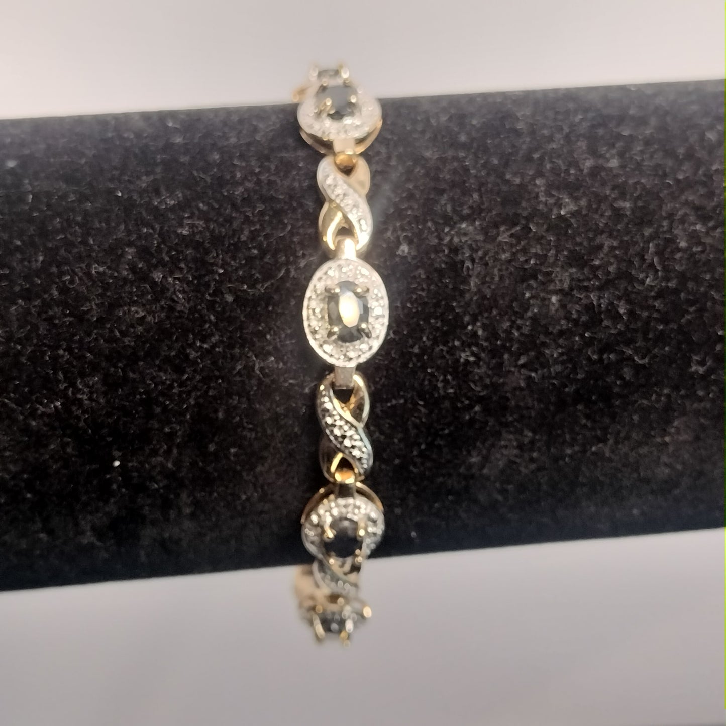 Sterling Silver Sapphire and Diamond Tennis Bracelet