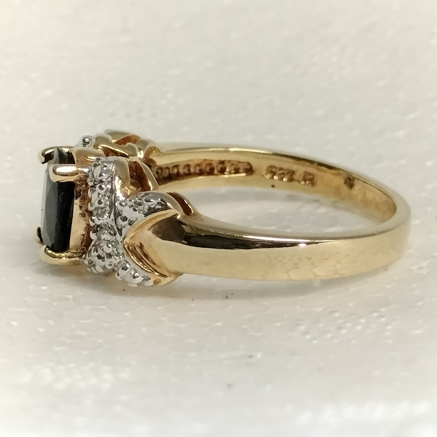 Sterling Silver Gold Plated Sapphire and Diamond Ring