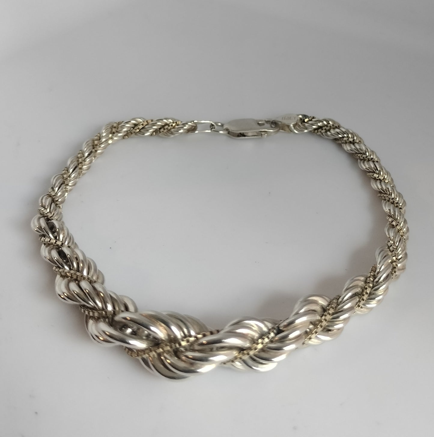 Sterling Silver Rope and Box Bracelet