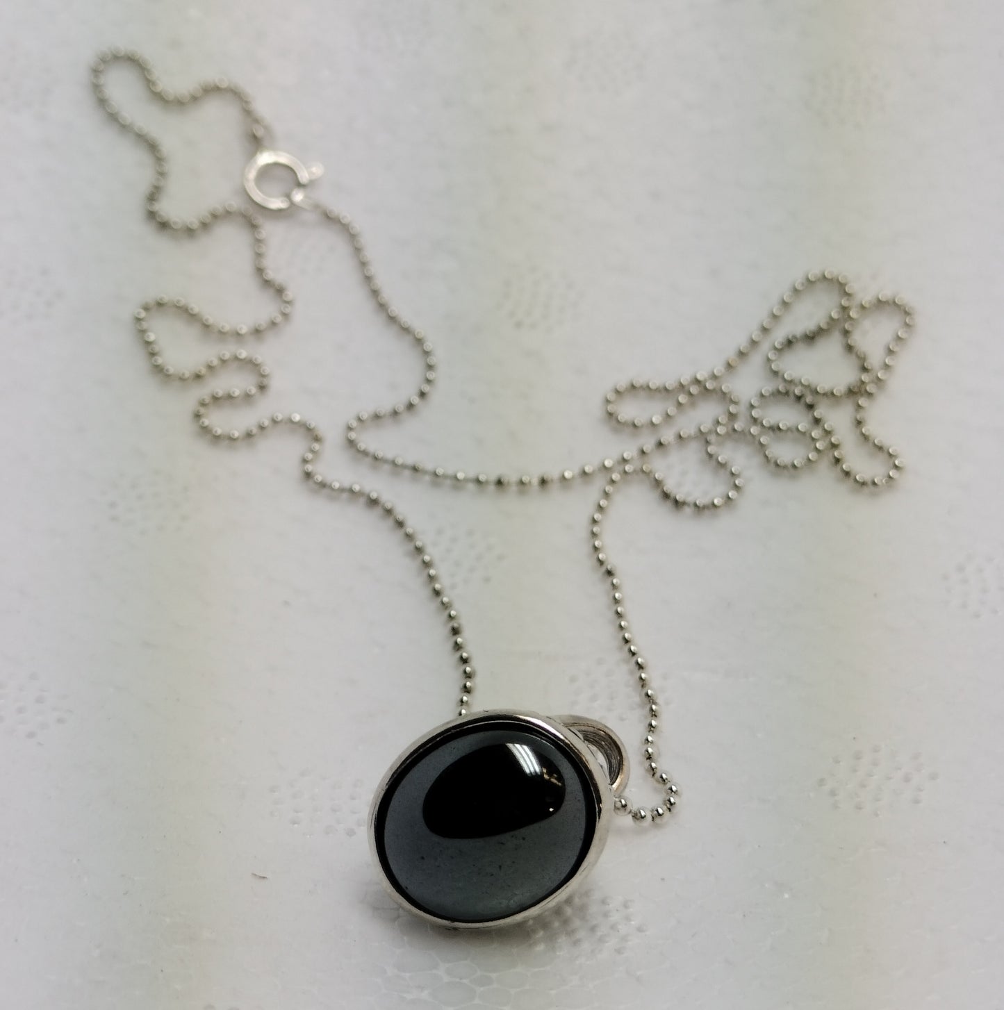 Sterling Silver Hematite Pendant and Chain