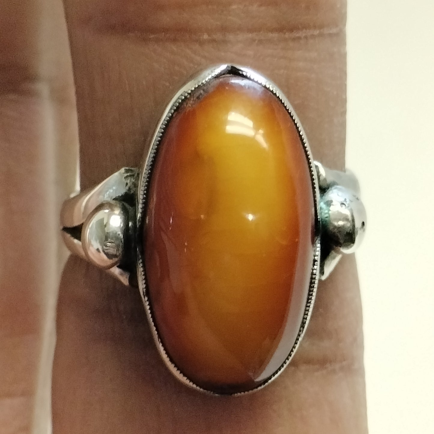 Sterling Silver Amber Ring