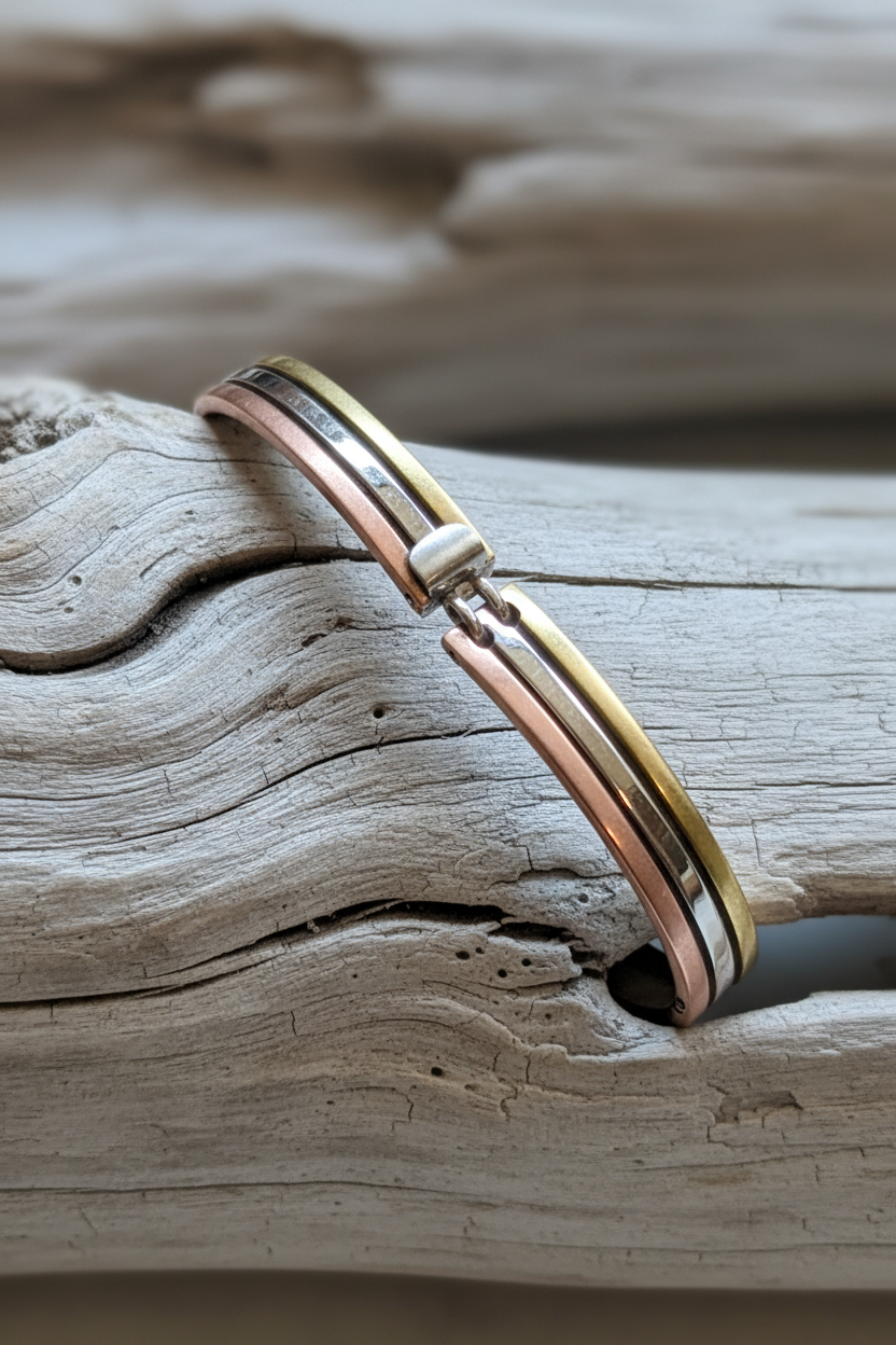 Tricolor Sterling Silver Bracelet