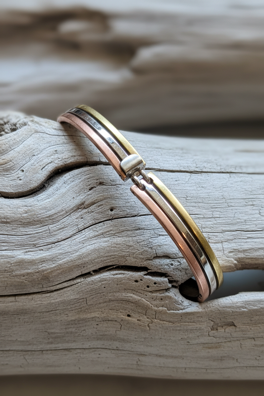 Tricolor Sterling Silver Bracelet
