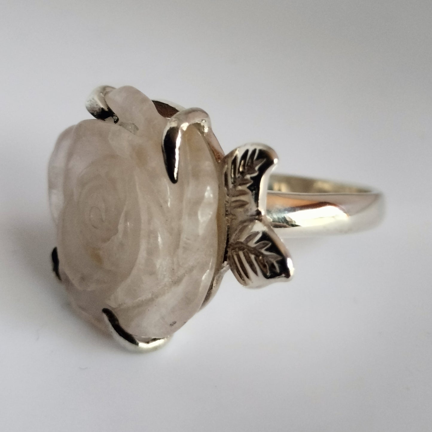 Sterling Silver Rose Quartz Rose Ring