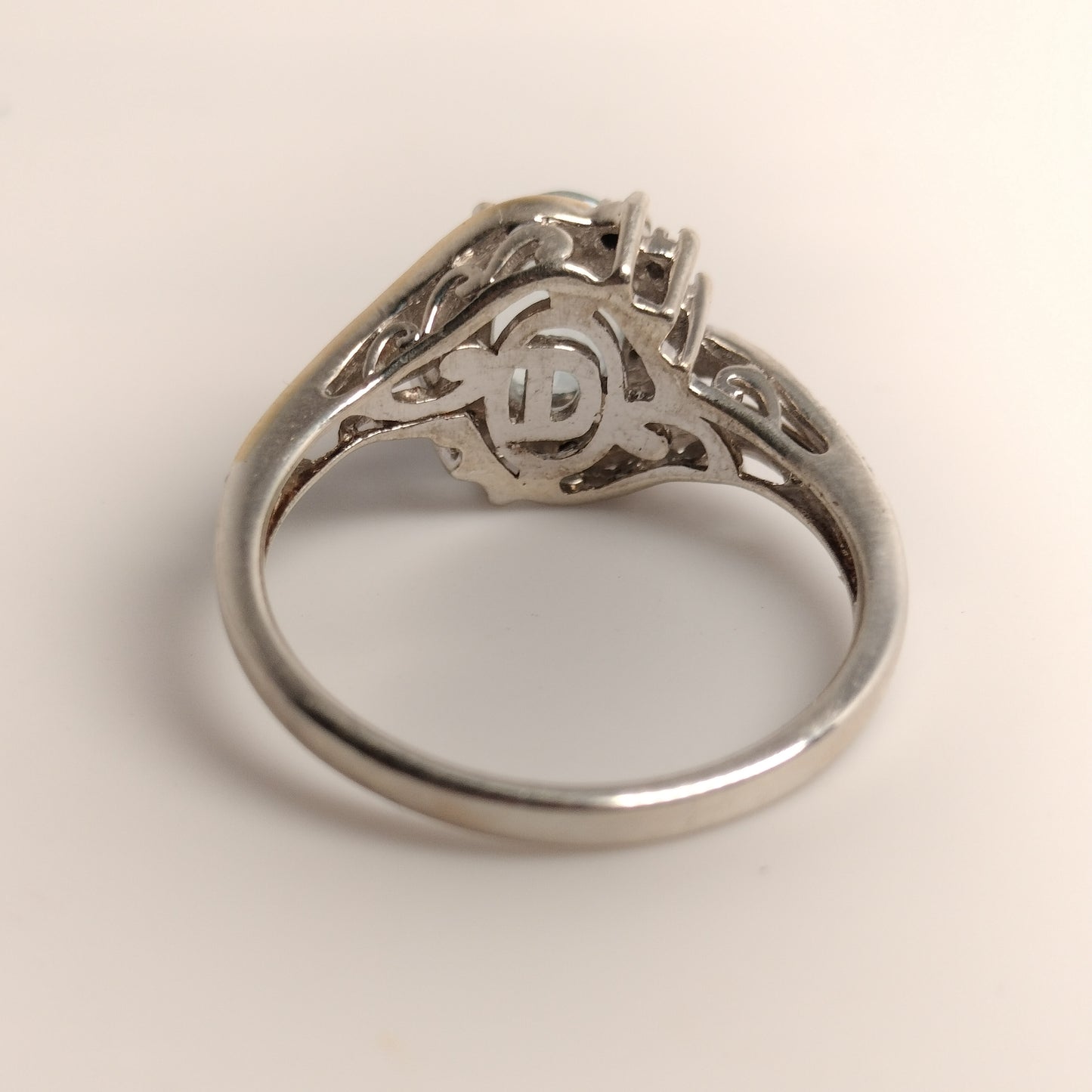 Sterling Silver 10k Gold Aquamarine and Diamond Ring