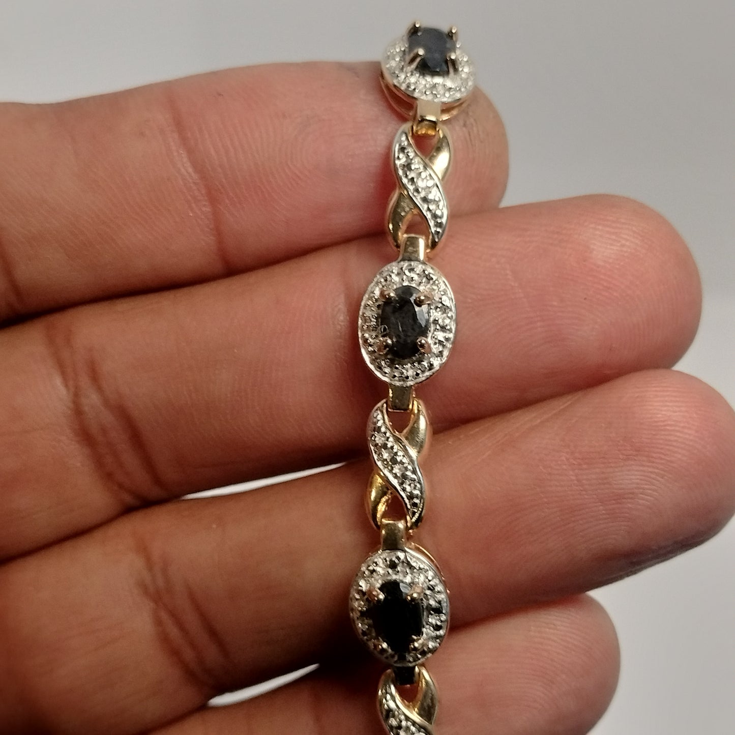 Sterling Silver Sapphire and Diamond Tennis Bracelet