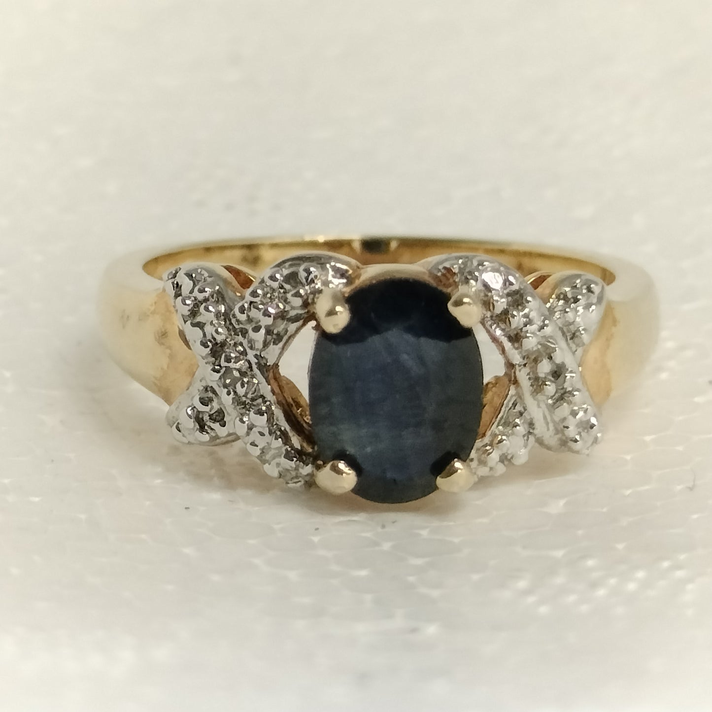 Sterling Silver Gold Plated Sapphire and Diamond Ring