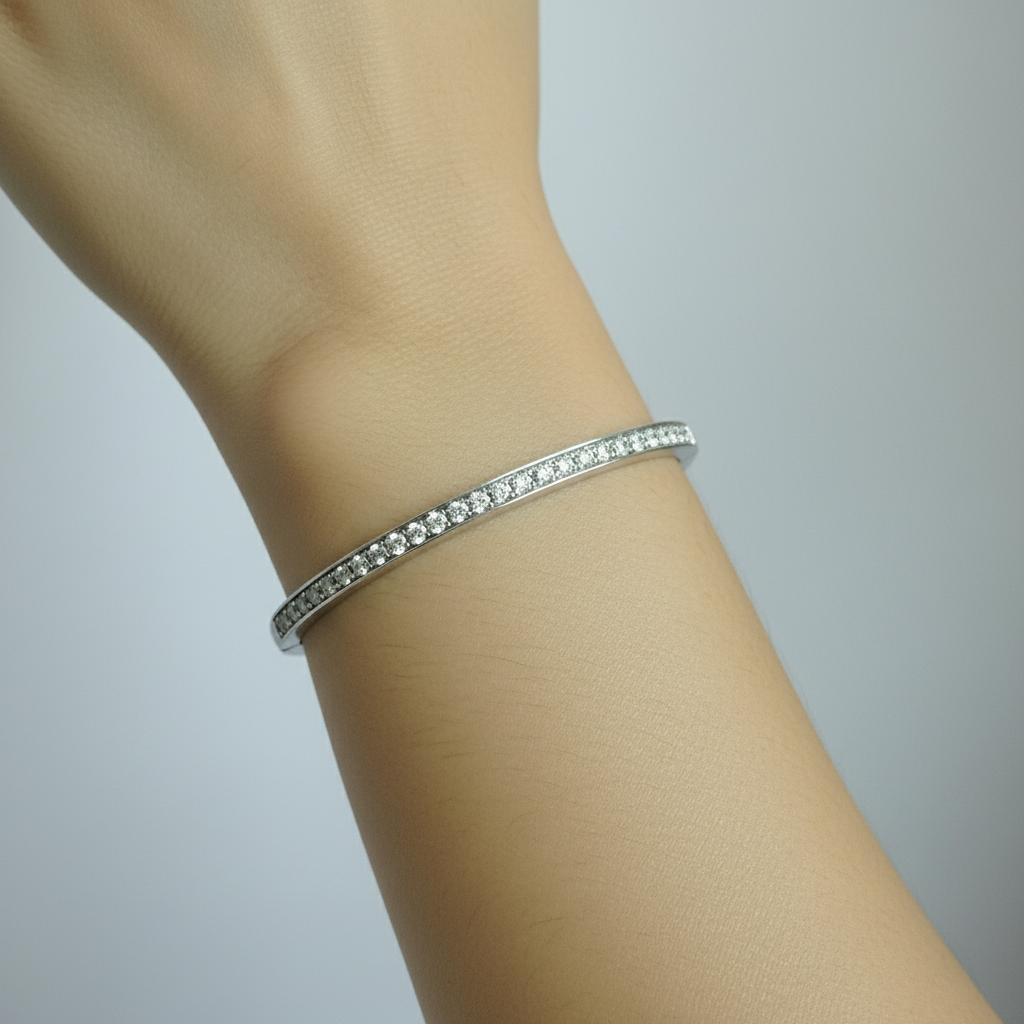 Sterling Silver Diamond Bangle Bracelet