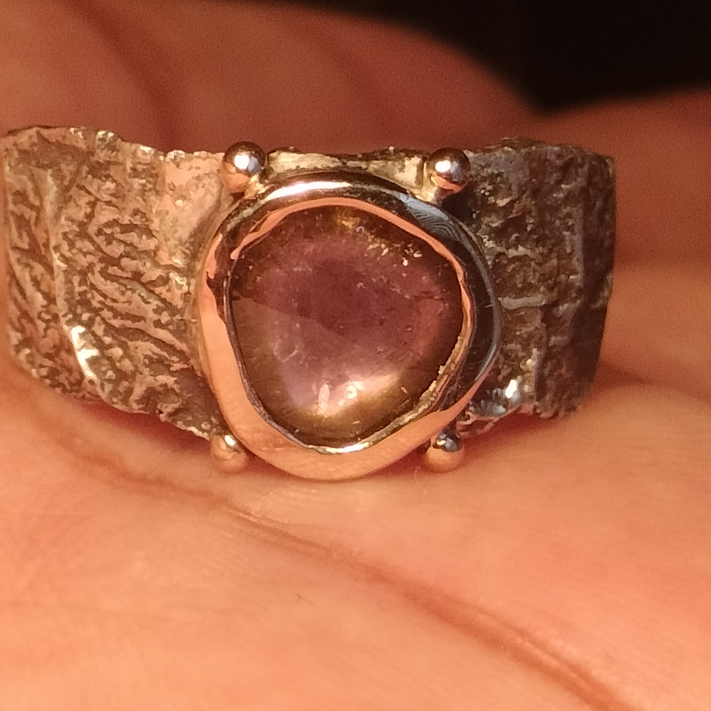 Sterling Silver and 18k Gold Watermelon Tourmaline Ring