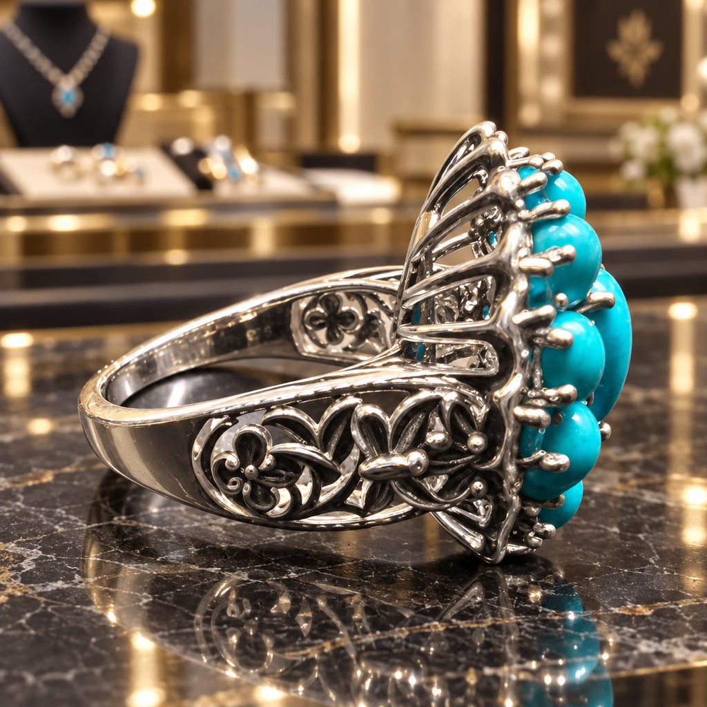 Sterling Silver Turquoise and Blue Topaz Ring