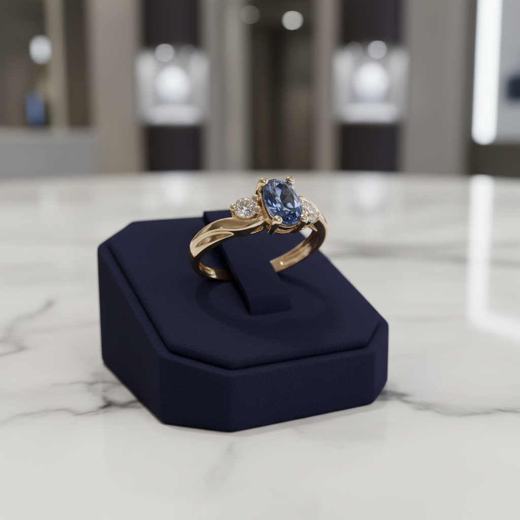 10K Gold Sapphire and Diamond Ring