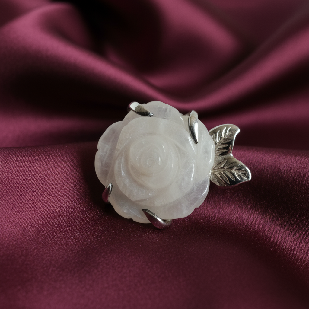 Sterling Silver Rose Quartz Rose Ring