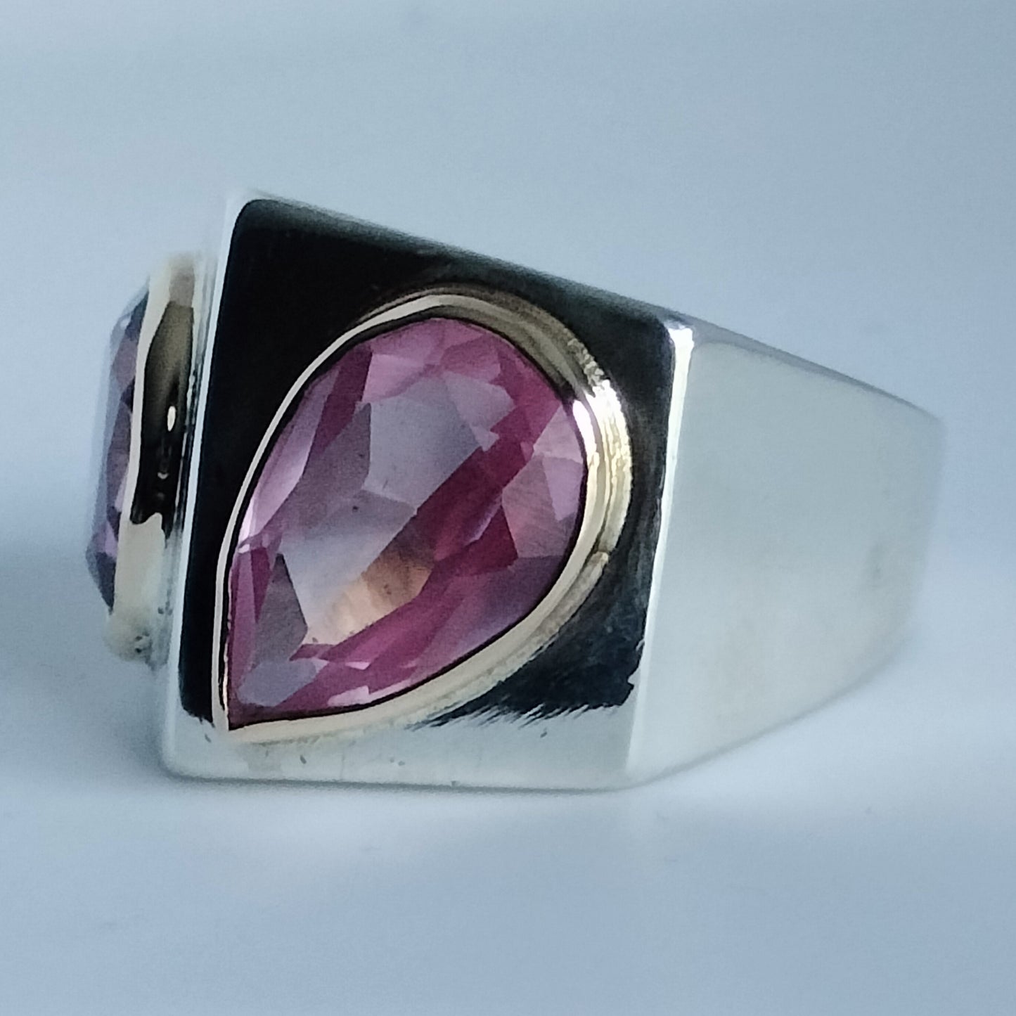 Sterling Silver and 10k Gold Sapphire Ring