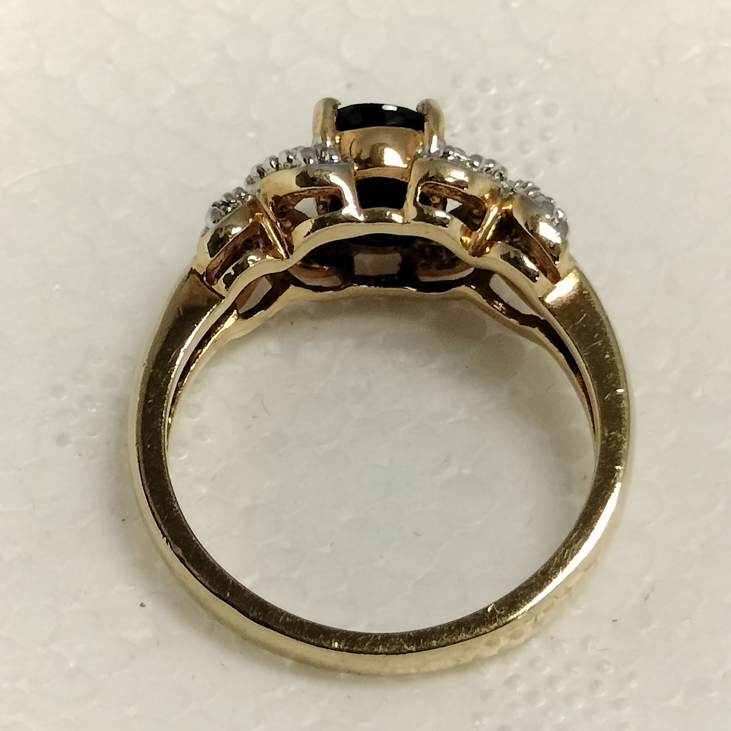 Sterling Silver Gold Plated Sapphire and Diamond Ring