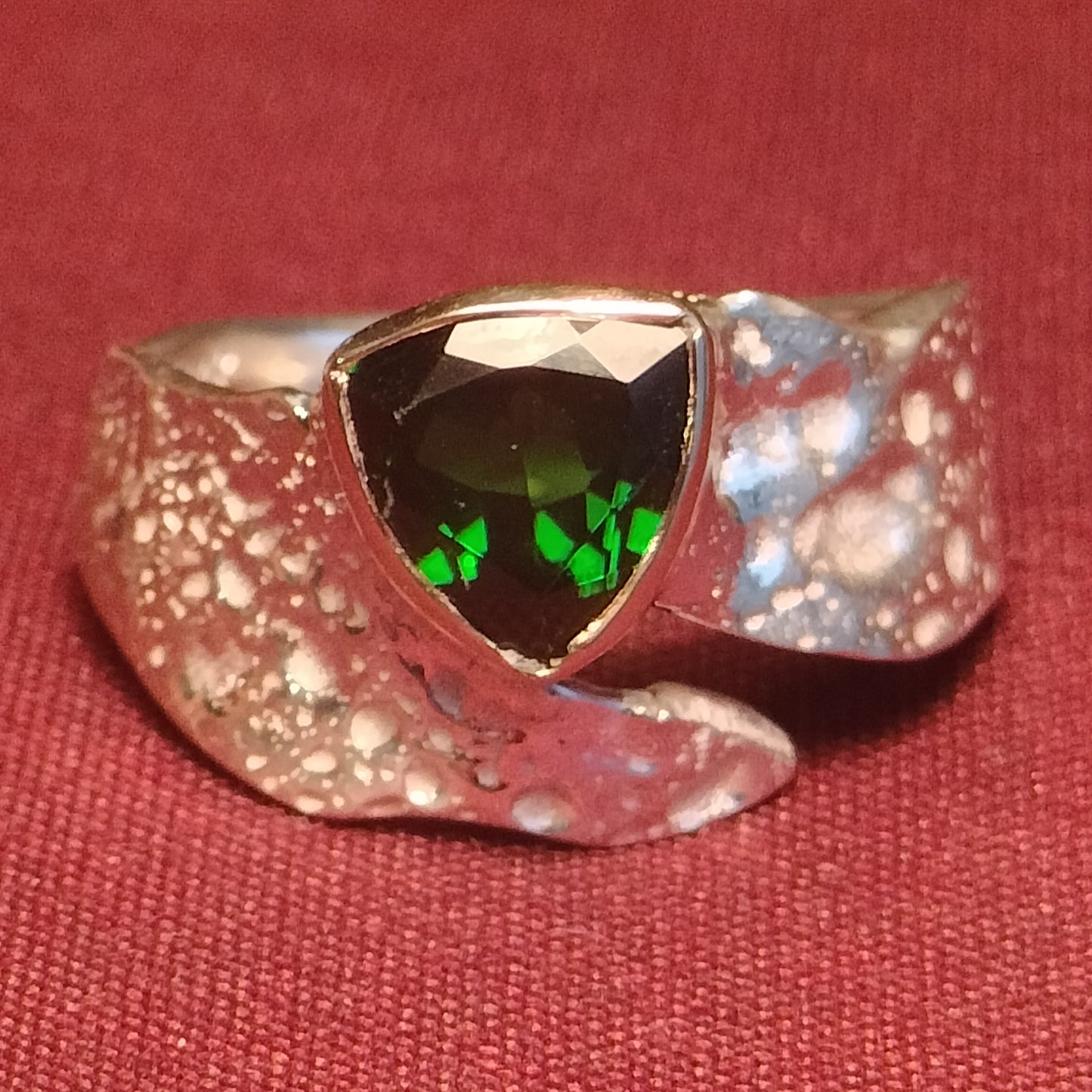 Sterling Silver and 14k Gold chrome Diopside Ring