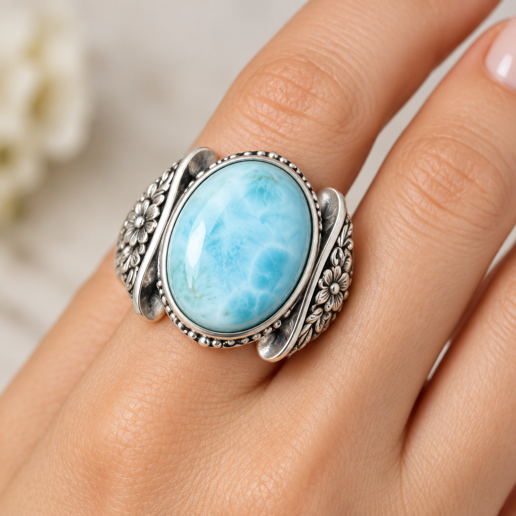 Sterling Silver Larimar Ring