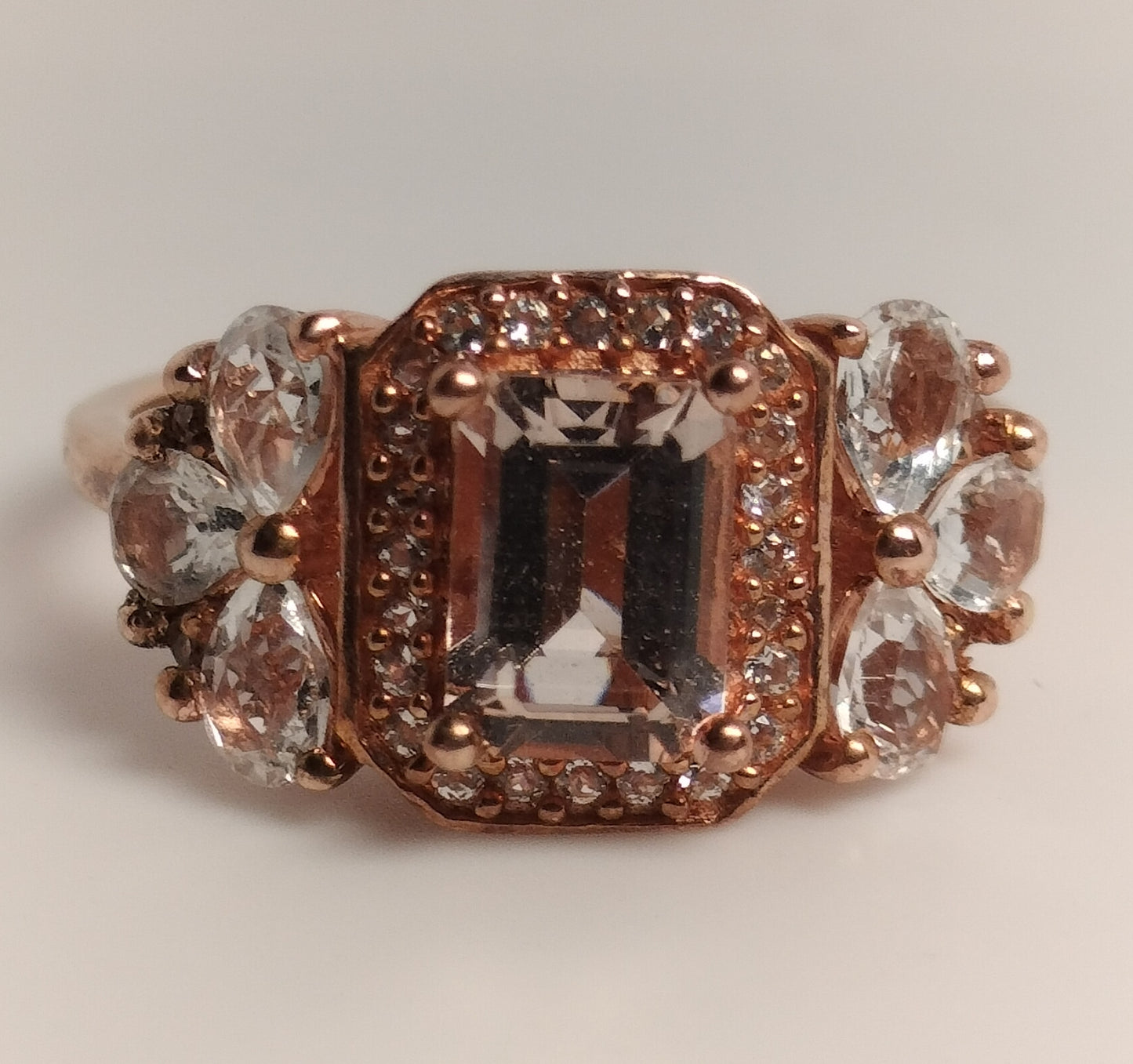 Sterling Silver Rose Gold Plated Topaz Ring
