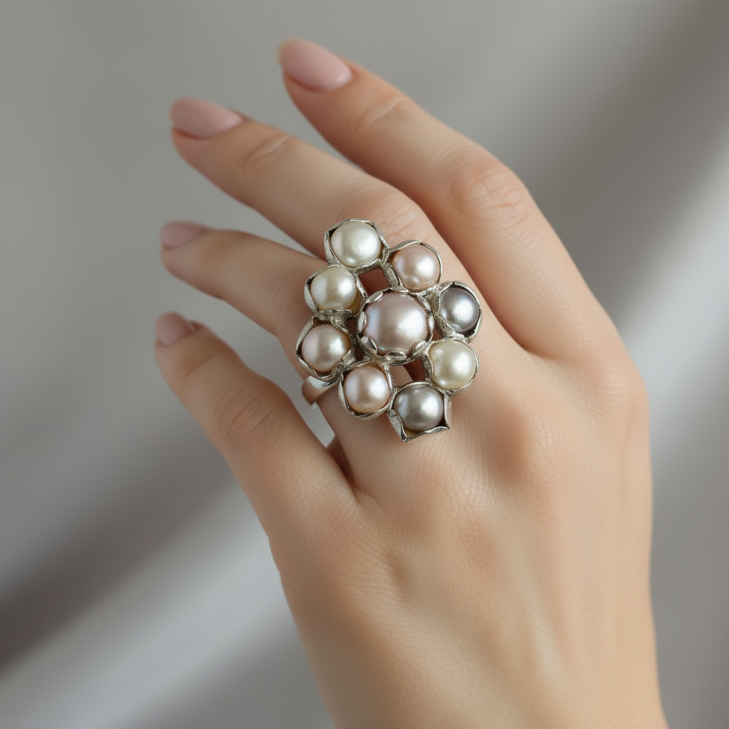 Sterling Silver Pearl Ring