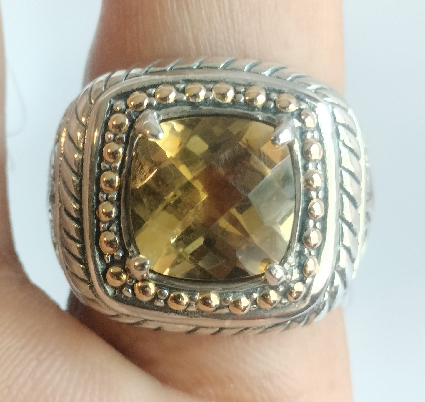 Sterling Silver and 18k Gold Citrine Ring