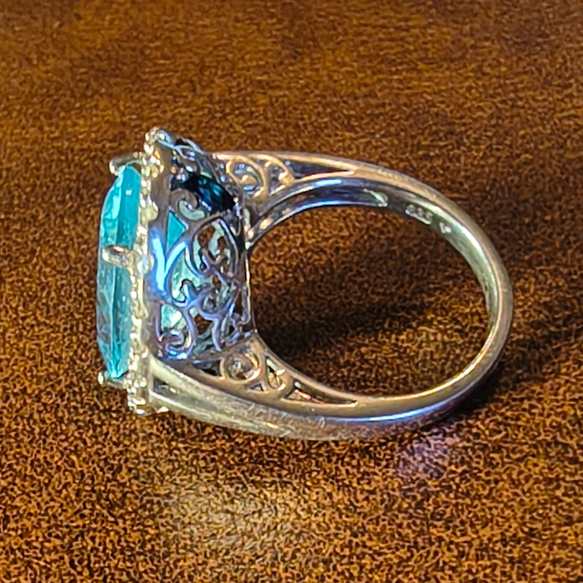Sterling Silver Blue Topaz and Cubic Zirconia Ring