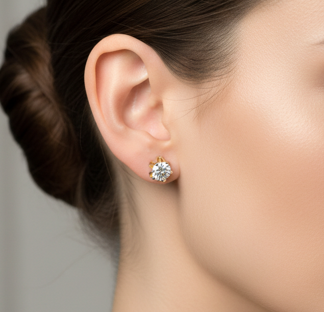 14 Karat Gold Diamond Earrings .20 Carats Total Weight