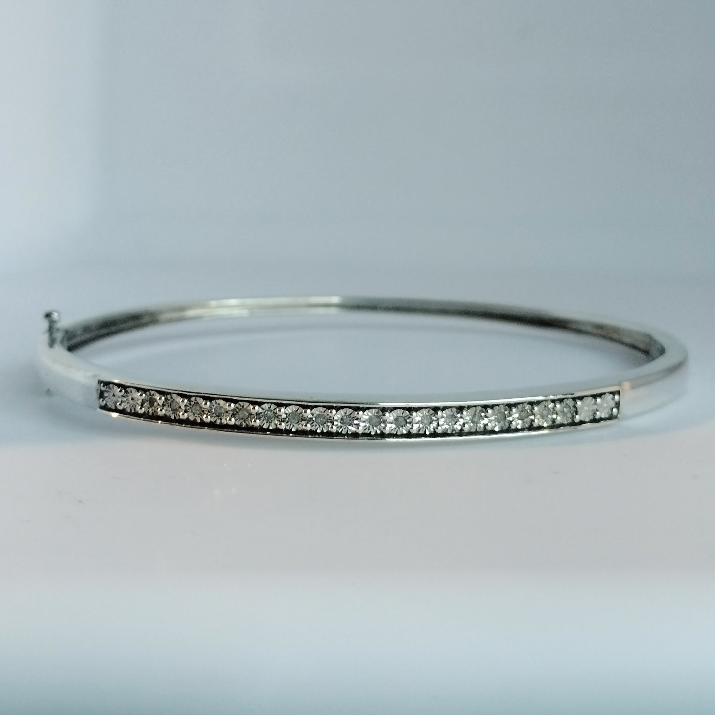 Sterling Silver Diamond Bangle Bracelet
