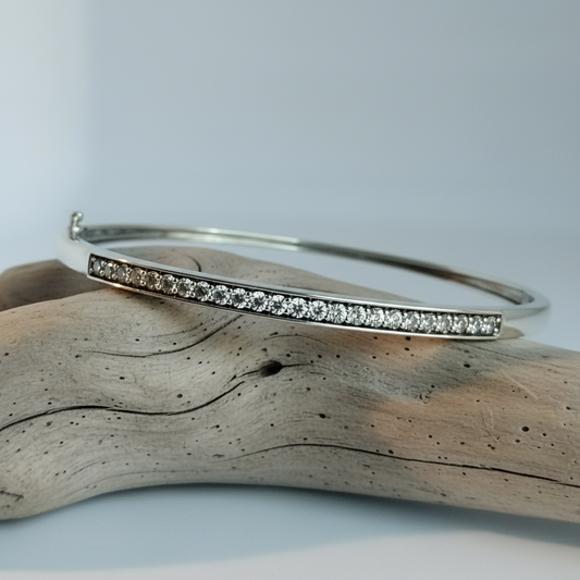Sterling Silver Diamond Bangle Bracelet