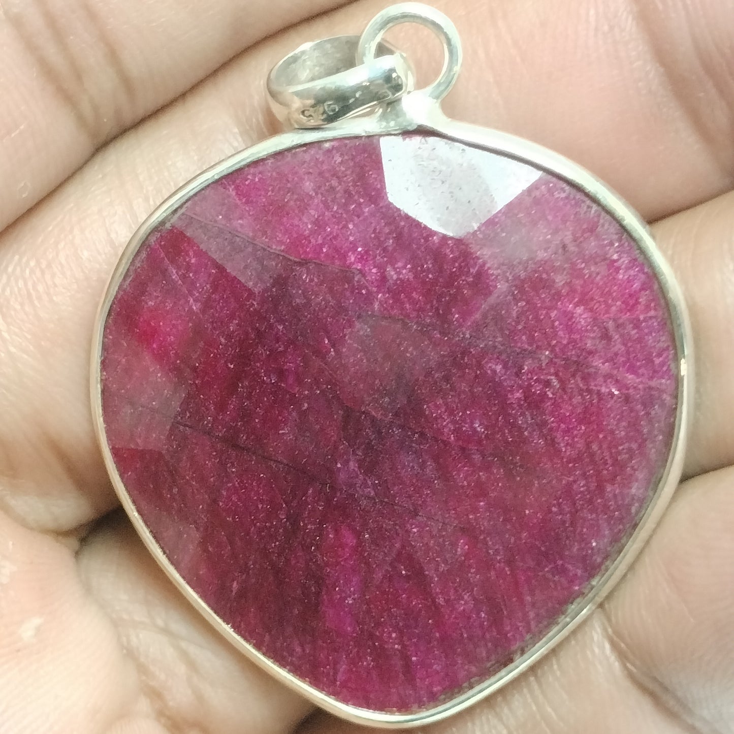 Huge Natural Ruby Sterling Silver Pendant