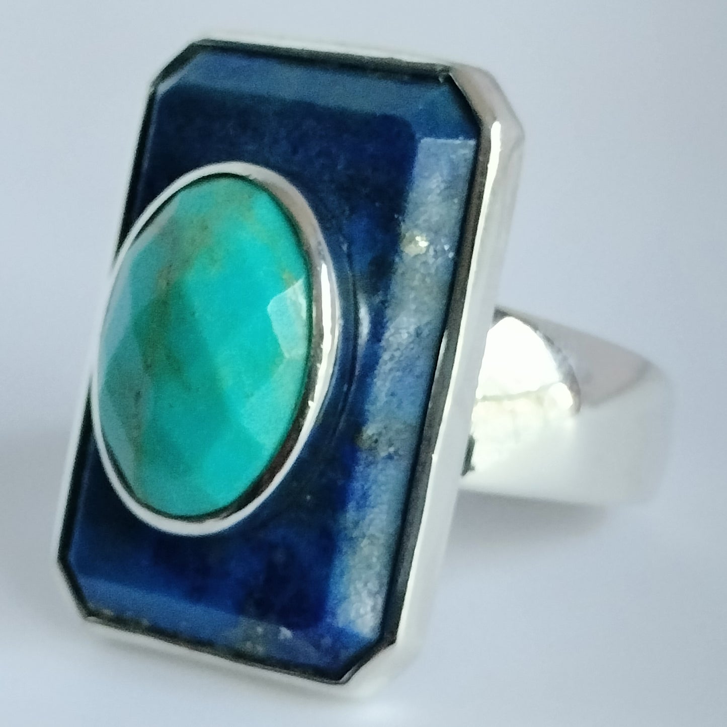 Sterling Silver Turquoise and Lapis Ring