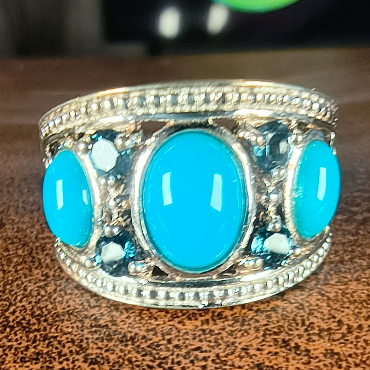 Sterling Silver Turquoise and Blue Topaz Ring