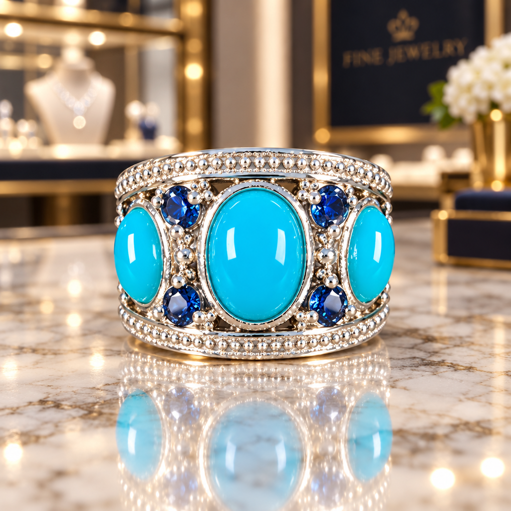 Sterling Silver Turquoise and Blue Topaz Ring