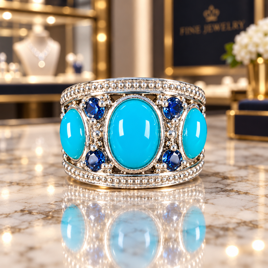 Sterling Silver Turquoise and Blue Topaz Ring
