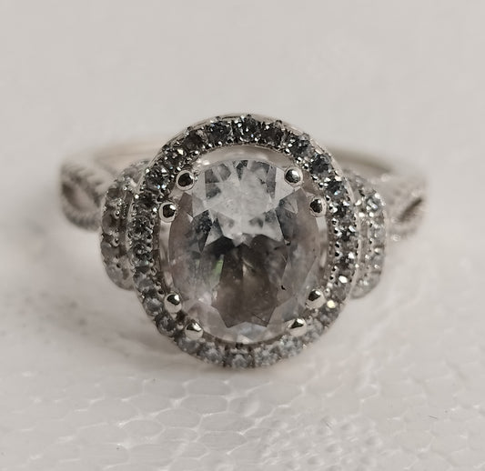 Sterling Silver White Topaz And Cubic Zirconia Ring