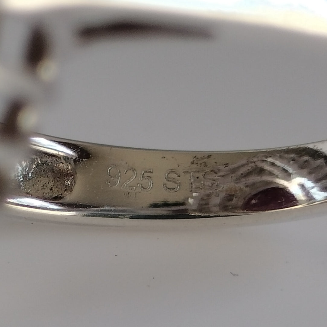 Sterling Silver Ruby and Cubic Zirconia Ring