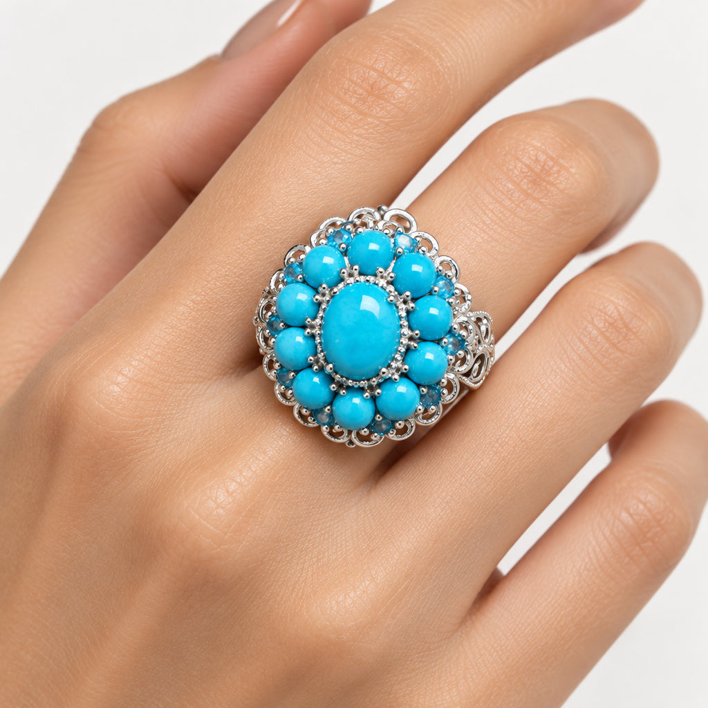 Sterling Silver Turquoise and Blue Topaz Ring