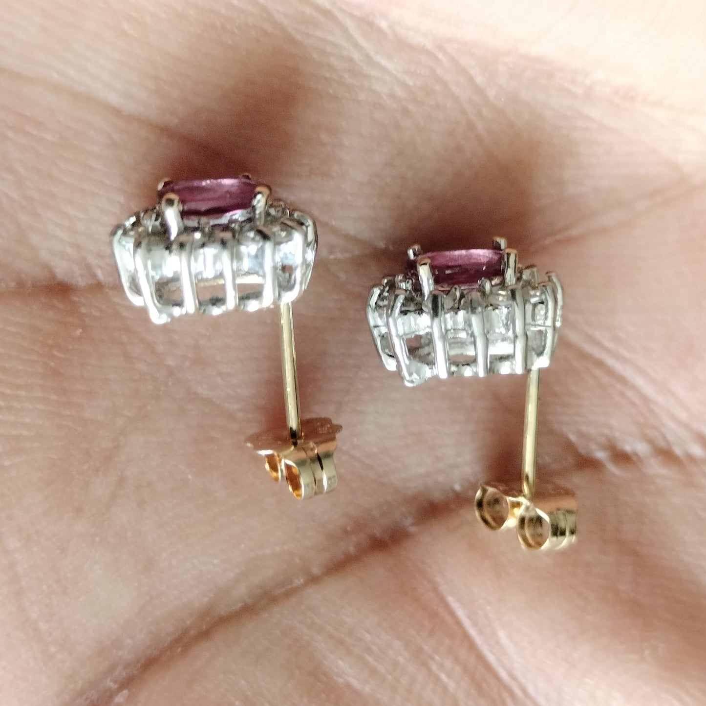 14k Gold Ruby and Diamond Earrings