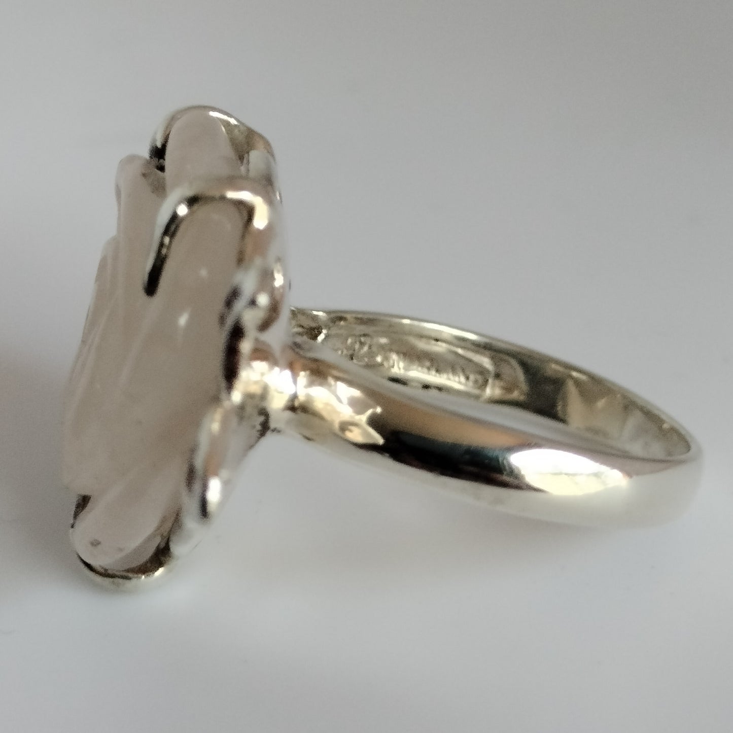 Sterling Silver Rose Quartz Rose Ring