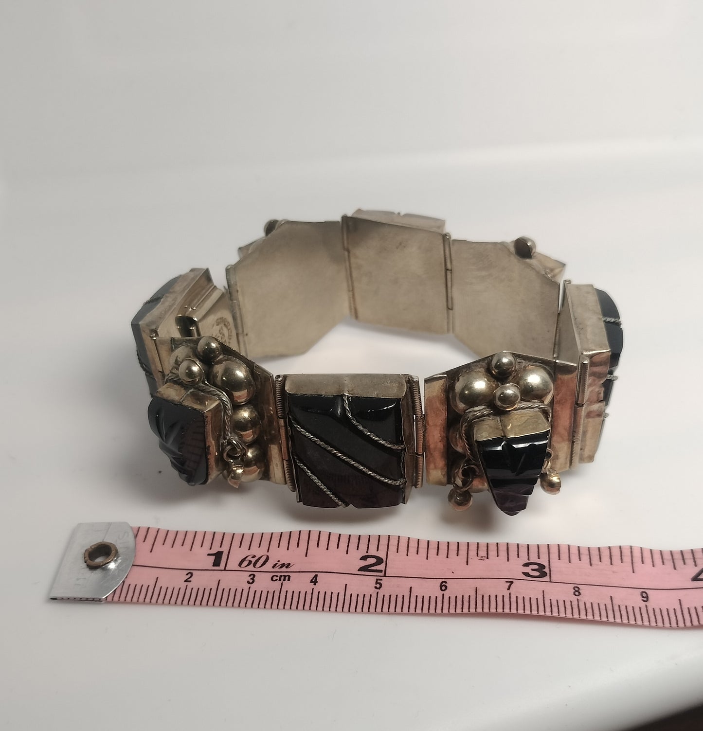 Vintage Sterling Silver Onyx Bracelet