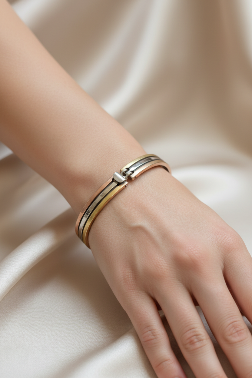 Tricolor Sterling Silver Bracelet