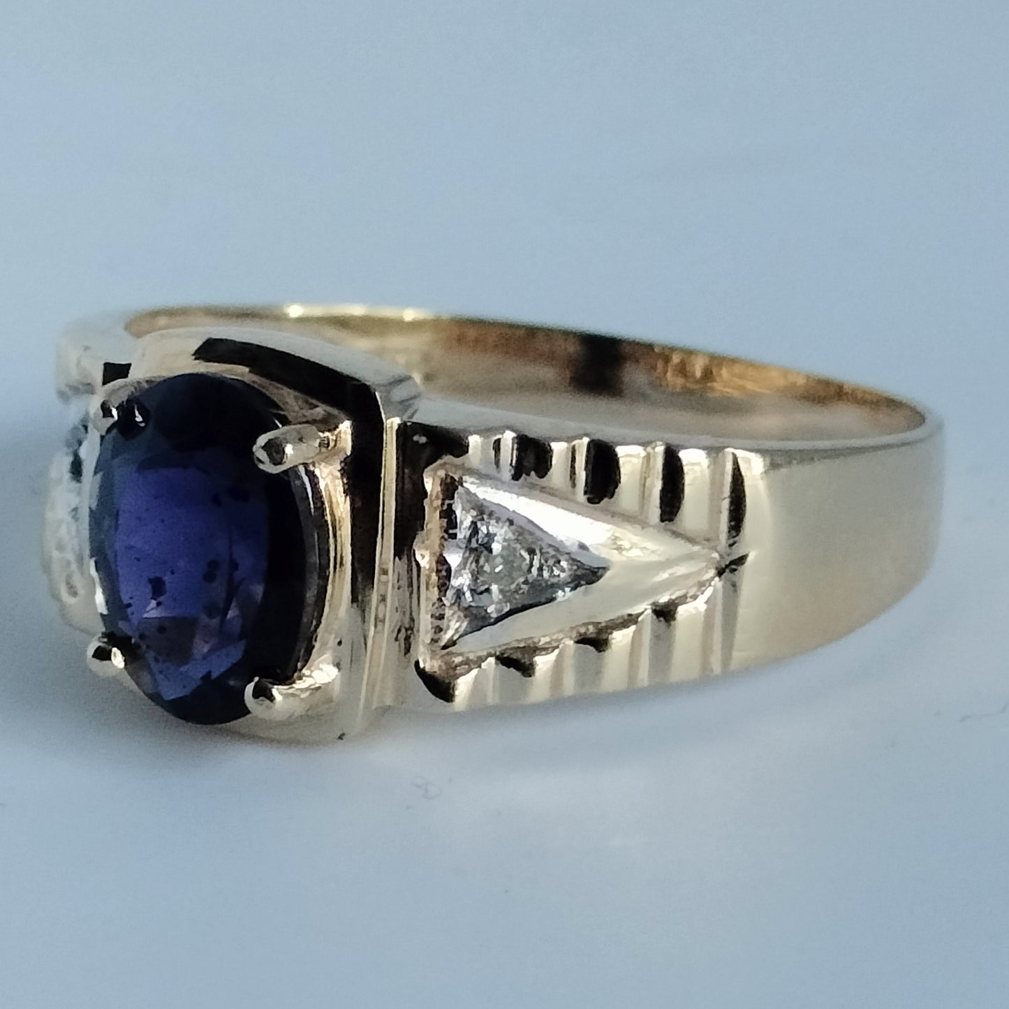 10k Gold Iolite Diamond Ring