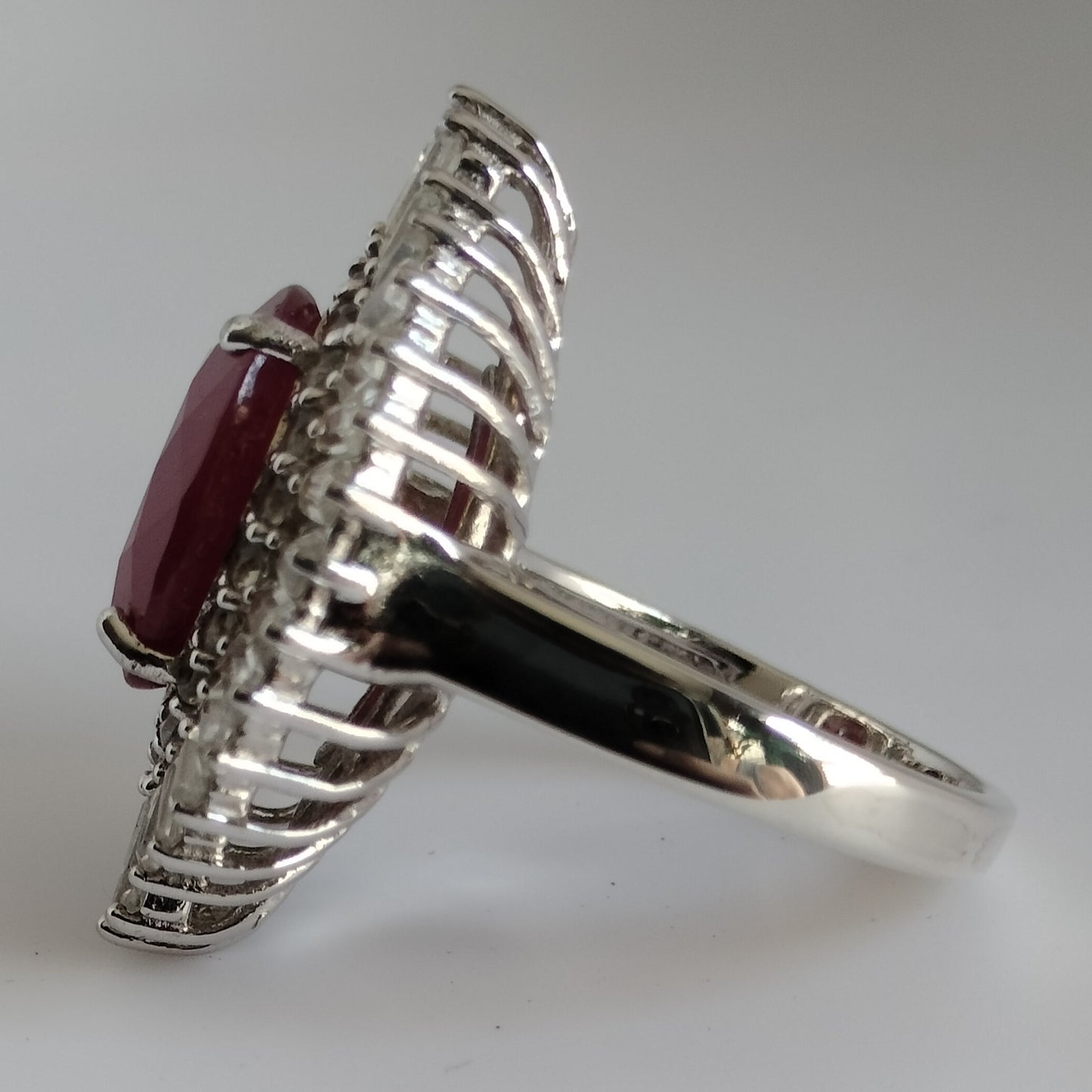 Sterling Silver Ruby and Cubic Zirconia Ring